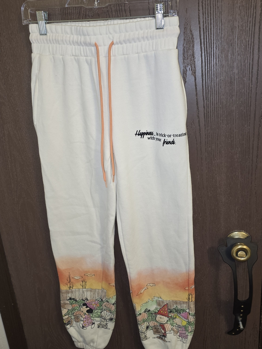 Peanuts Cream & Orange Tie-Dye Track Joggers with Character Print